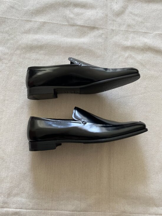Prada Brushed Black Leather Loafers Size US 10.5 main image 9
